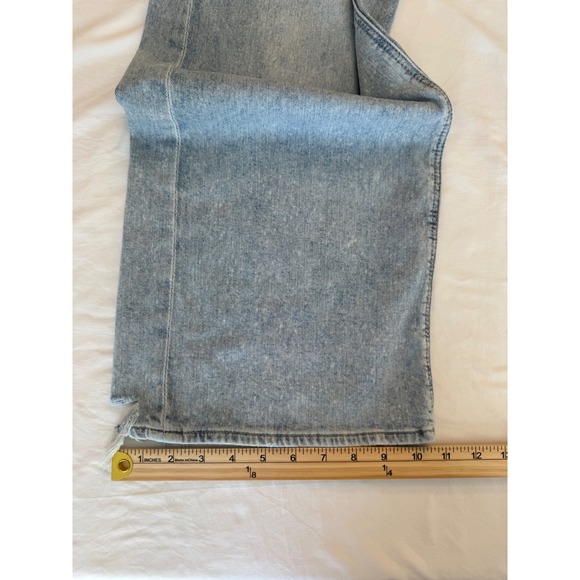 American Eagle Super High Rise Baggy Wide Leg Jean Light Wash Stretch Size 2 Reg - Picture 9 of 9